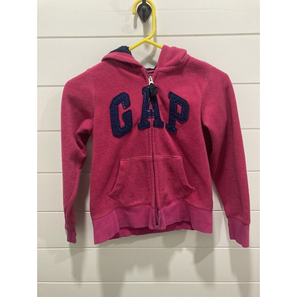 Gap Kids Pink w Navy Fleece Zip Hoodie Sz M (8)- GUC